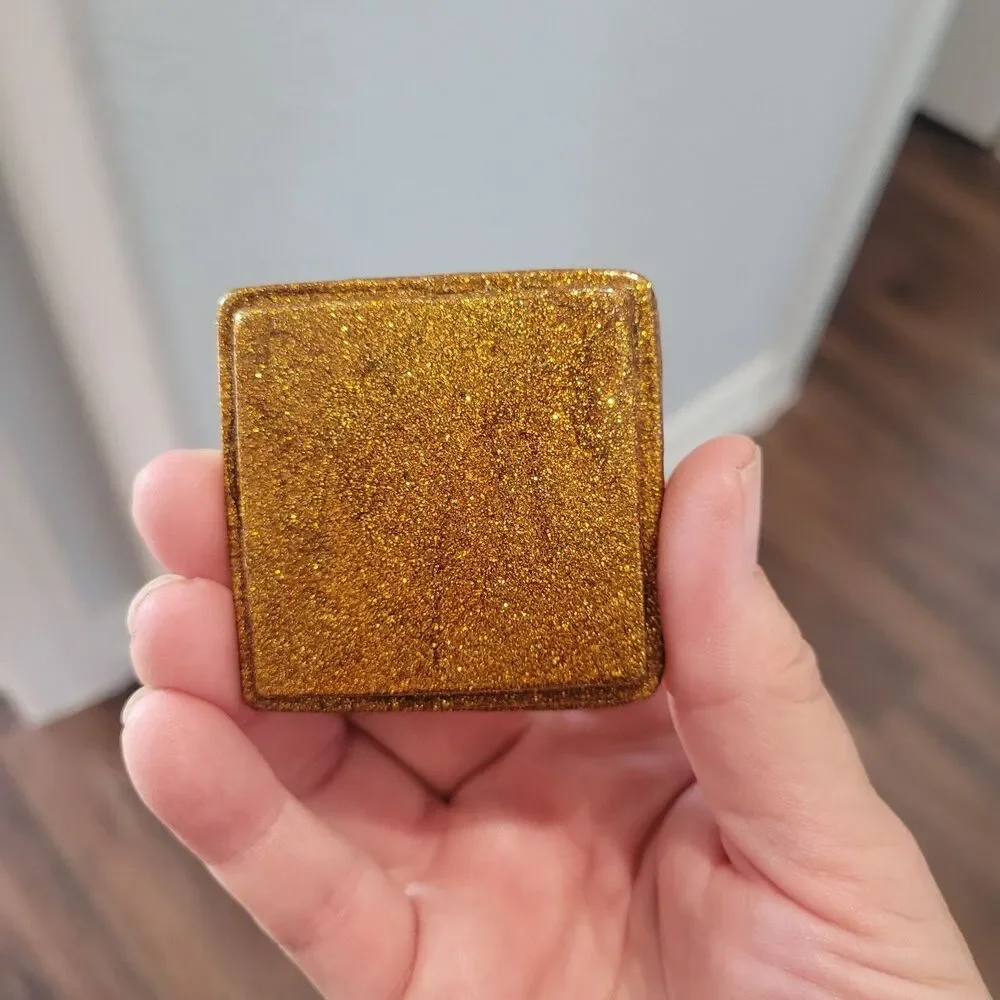 Vintage Pier 1 Jeweled Trinket Box Square Hexagon Jewelry Small 3x3x1 Gold Boho